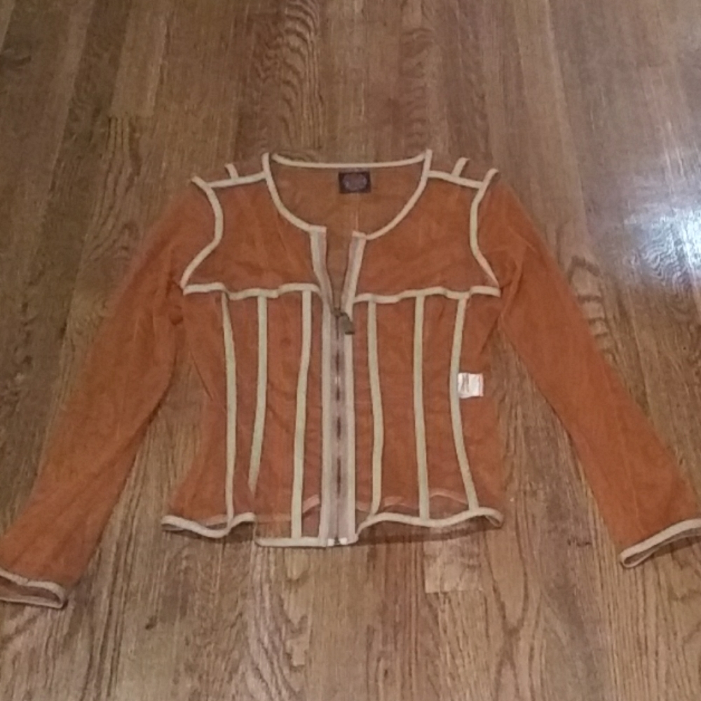 Orange and Tan Geometric Patterned Jacket